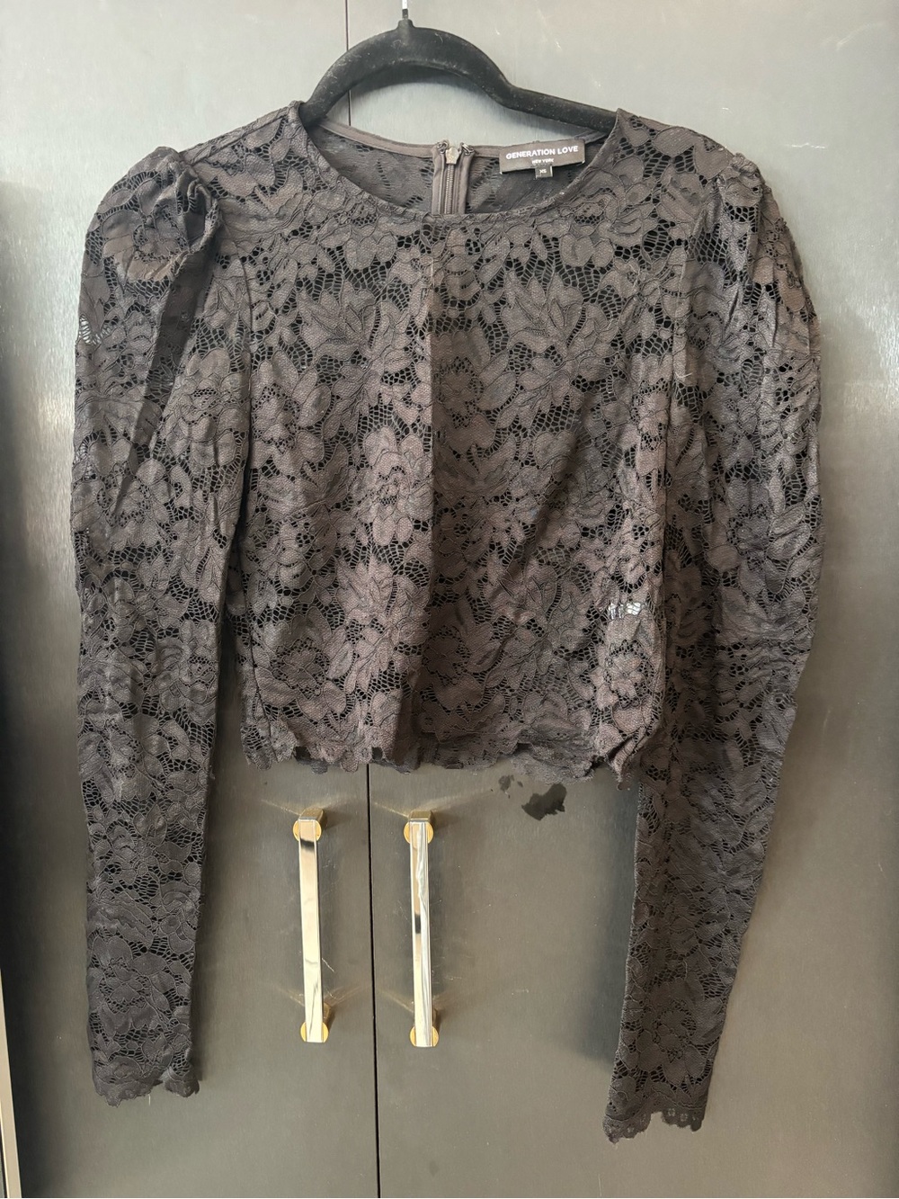 Generation Love Black Floral Lace Long Sleeve Crop Top